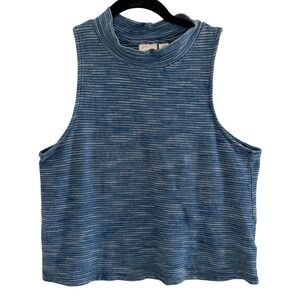 Anthropologie Postmark Blue Striped Mock Neck Sleeveless Crop Top Small